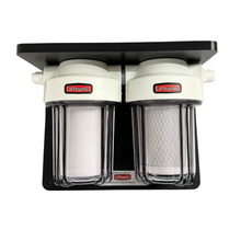 Load image into Gallery viewer, Coffee is 98% water and filtration is the best way to protect your espresso equipment, and clean water is also the best way to keep your coffee tasting great. The Caffewerks Dual Panel a sediment pre-filter to ensure that the secondary carbon block filter will last longer. The three filtered outlets are quick connections allowing easy connection to all of the devices that require filtered water.